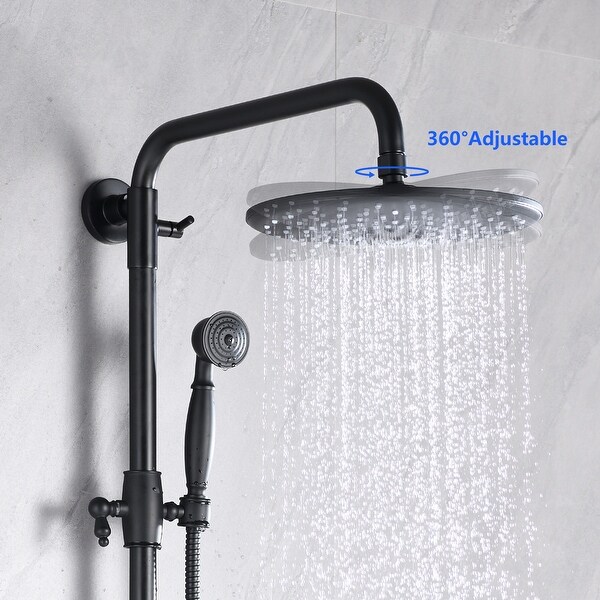 YASINU Matte Black Shower System with 8 Inch Rainfall Shower